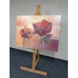 A Windsor and Newton artist's easel together with a wall canvas - Peonies