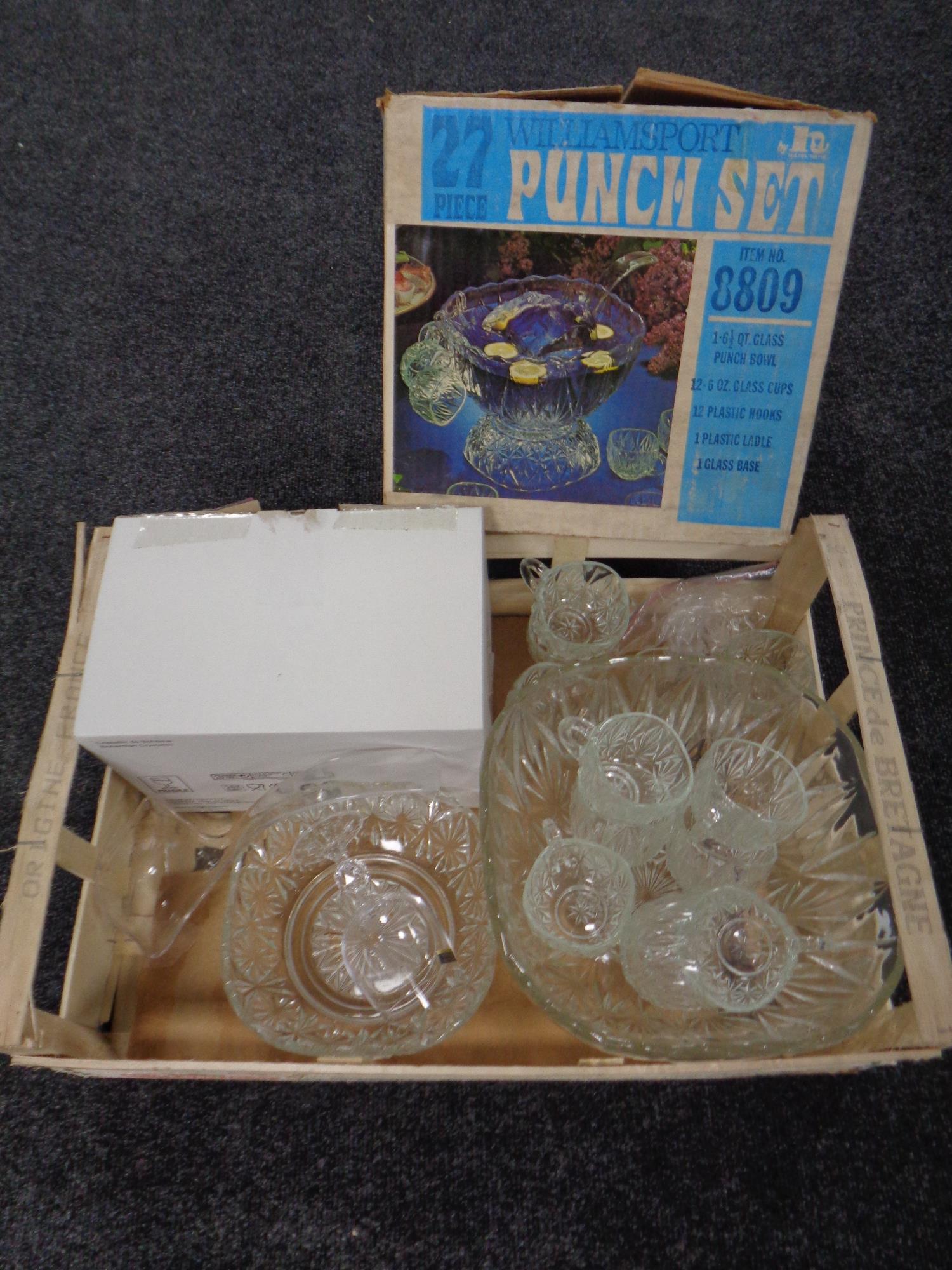 A boxed 20th century William Sport 27 piece punch set together with a further set of six boxed
