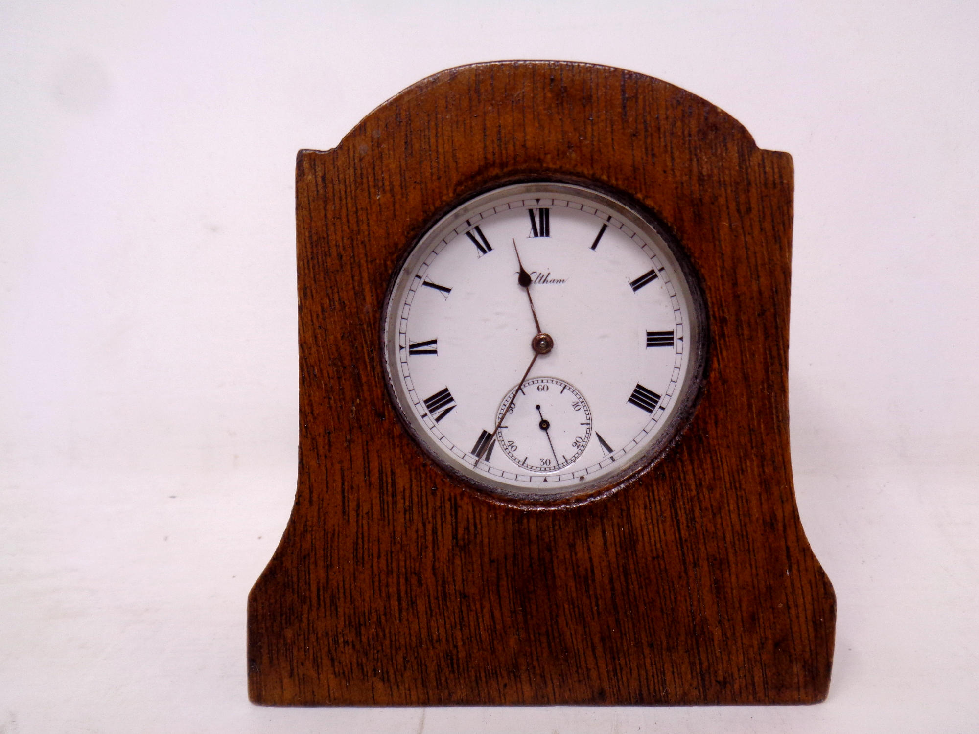 A Waltham Birmingham silver cased pocket watch 1909, in stand.