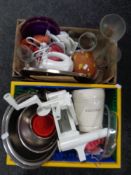 Two crates of miscellaneous to include glass ware, kitchenalia,