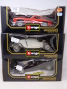 Three Burago 1:18 die cast cars - Mercedes Benz 300 SL 1954,