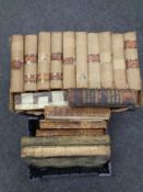 A box and a crate of a quantity of antiquarian volumes to include 19th century Punch