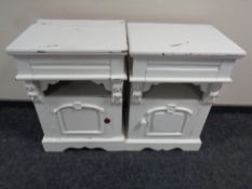 A pair of painted Victorian style bedside cabinets fitted a drawer