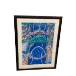 After John Coatsworth : Bridges of Newcastle upon Tyne, colour print, 58 cm x 84 cm, framed.