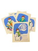 John Coatsworth : Seven original watercolour sketch drawings, Snowmen,