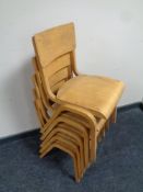 A set of five mid century bent plywood child's chairs
