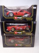 Three Burago 1:18 die cast cars - Ferrari 250 GTO 1962,