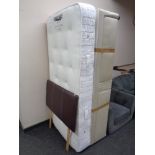 A 3' storage divan base with Sleepezee pocket adjustable interior with faux leather 3' headboard