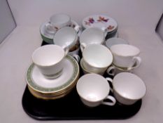 A tray of fifteen pieces of Royal Doulton Rondelay tea china,