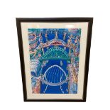 After John Coatsworth : Bridges of Newcastle upon Tyne, colour print, 58 cm x 84 cm, framed.