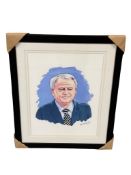 After John Coatsworth : Sir Bobby Robson, colour print, 30 cm x 41 cm, framed.