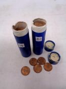Two tubes of uncirculated 1951 farthings