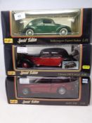 Three Maisto 1:18 Special Edition die cast vehicles - VW Export Sedan,