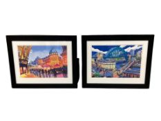 After John Coatsworth : Tynebridge and Swing Bridge, colourn print, 42 cm x 30 cm,