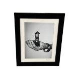 Fiona Cone : Clock, mono photograph, signed to margin, 23 cm x 33 cm, framed.