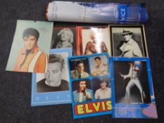Elvis Presley 1970's and 80's calendars, cards of Marilyn Monroe, James Dean and Humphrey Bogart,
