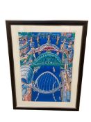 After John Coatsworth : Bridge of Newcastle upon Tyne, colour print, 58 cm x 84 cm, framed.