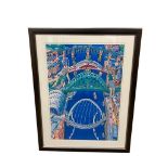 After John Coatsworth : Bridge of Newcastle upon Tyne, colour print, 58 cm x 84 cm, framed.