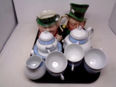 A tray of thirteen pieces of Trade Winds tea china,
