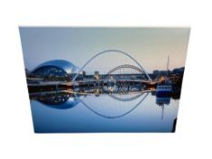 Contemporary photographic print on canvas - Millenium Bridge, Gateshead and Newcastle,