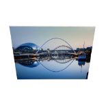 Contemporary photographic print on canvas - Millenium Bridge, Gateshead and Newcastle,