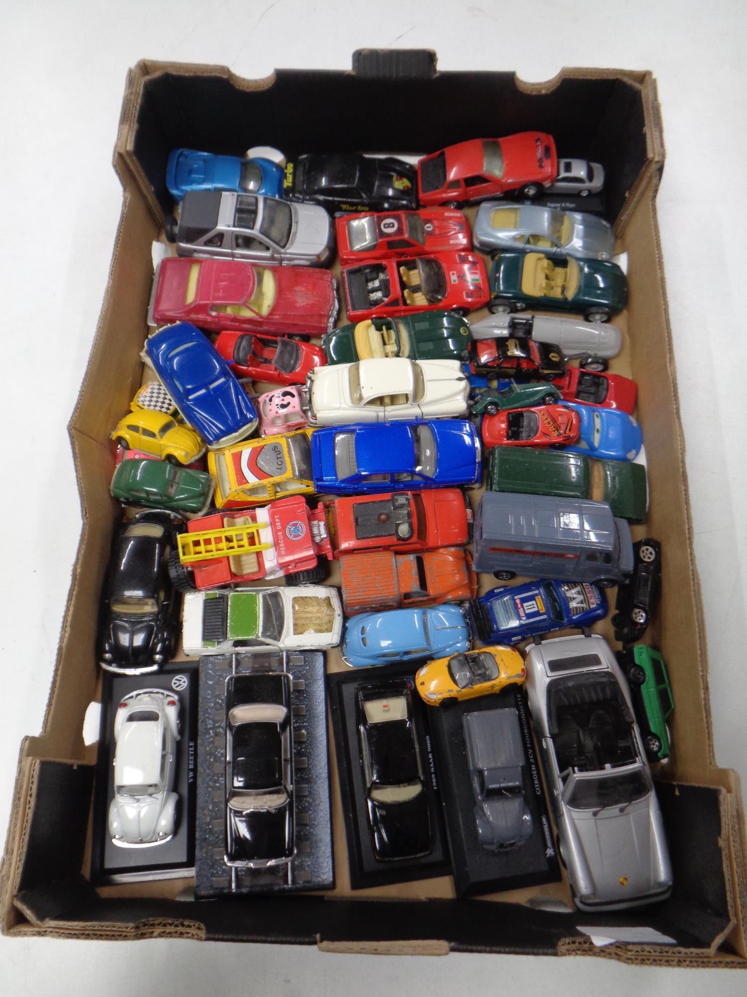 A box of twentieth century and later play worn die cast vehicles,