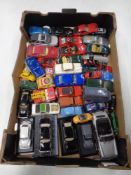 A box of twentieth century and later play worn die cast vehicles,