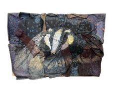 Contemporary School : Badger within clothes, montage on board, 153 cm x 109 cm.