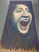 An oil painting on board - portrait study shouting,