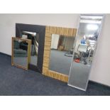 Four assorted framed mirrors