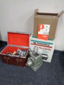 An Hanimex Rondette 35 mm slide projector together with two further projectors by Aldis and Eumig,