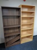 Two sets of wood effect open shelves