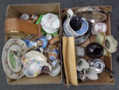 Two boxes of miscellaneous to include antique and later ceramics, Japanese tea ware and vase,