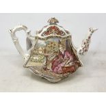 A Victorian Burgess & Leigh transfer printed teapot depicting a geisha