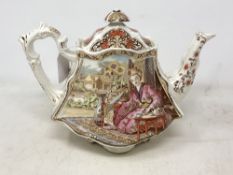 A Victorian Burgess & Leigh transfer printed teapot depicting a geisha