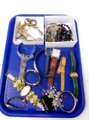 A tray of wristwatches, Thomas Sabo, costume jewellery,