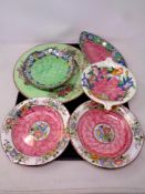 A tray of six pieces of Maling china,