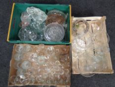 Three boxes of twentieth century glass ware,