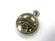 An Orator Watch Co military issue pocket watch reverse with War Department arrow and stamped GSTP