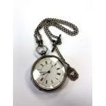 A silver chronograph on silver Albert chain CONDITION REPORT: In going order.