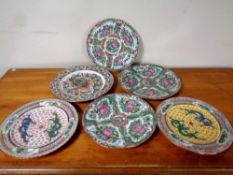 Six famille rose pattern plates