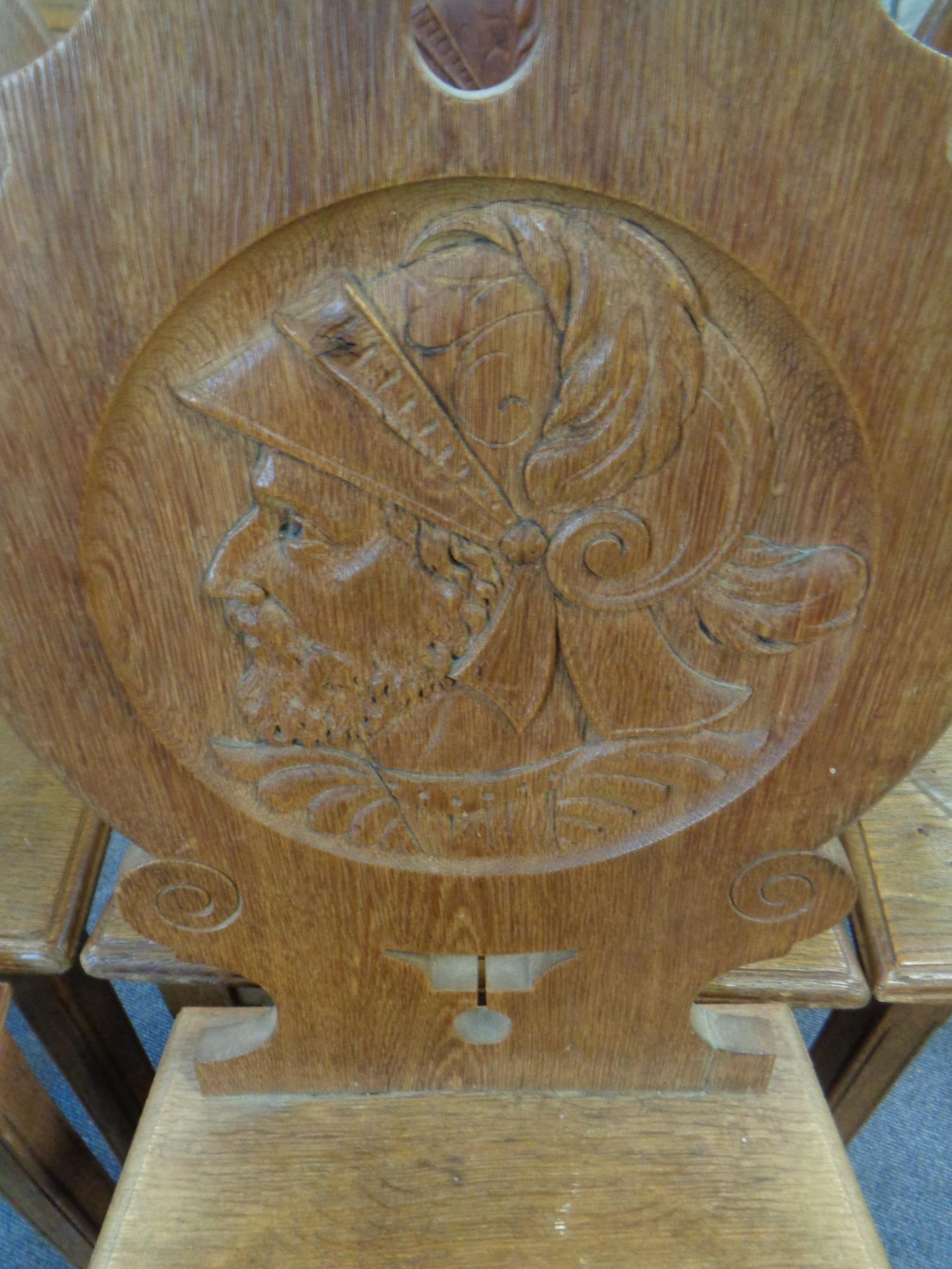 A set of six 20th century carved oak dining chairs - Image 2 of 2