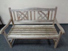 A wooden garden bench