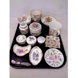 A tray of ceramics including Aynsley, Wedgwood, Crown Devon,