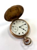 A gold plated full hunter pocket watch by Thomas Russell & Son,