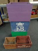 Five vintage brewery crates