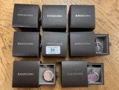 Eight 'Emozioni' interchangeable pendants, in retail boxes as new.