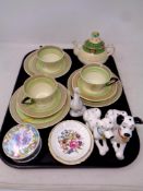 A tray of ceramics, Disney Dalmatian, Royal Worcester and Minton dishes,