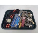 A tray of boxed and unboxed silver plated cutlery,