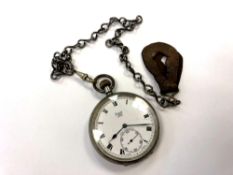 A Limit nickel plated pocket watch on chain